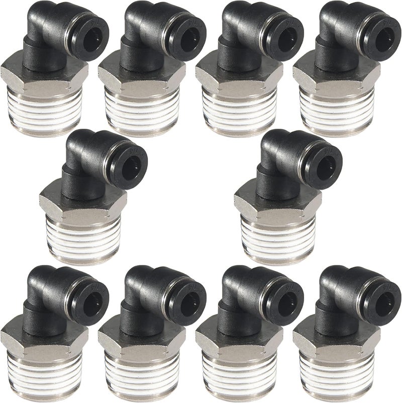 MSAEIQUN 1/4 Air hose fittings, Air fittings Male Elbow 1/4 Inch Tube OD x 1/2 NPT Thread Push to Connect Fitting, PL-1/4-N4 (Pack of 10) (1/4-1/2) - Image 1
